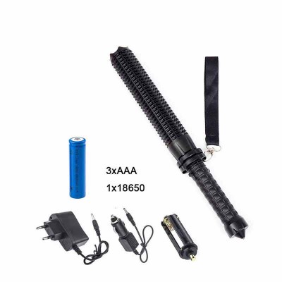 Hot sell Rechargeable police security led flashlight baton weapon self defence led flash light for emergency