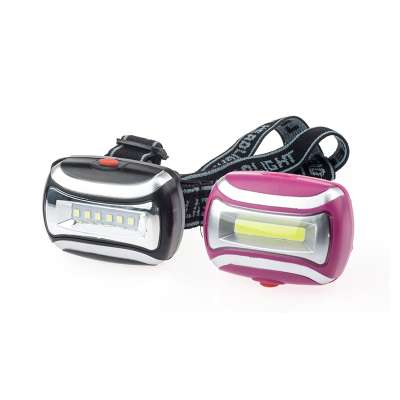 yiwu item wholesales plastic cob led headlamp headlight with 3*AAA battery led headlamp